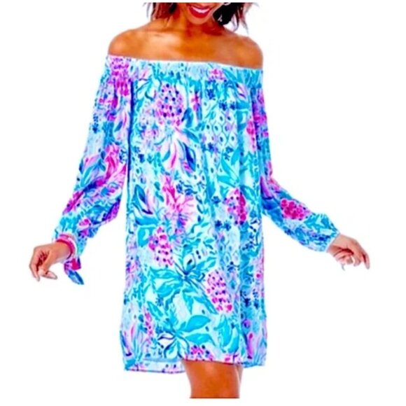 Lilly Pulitzer Maryellen OTS Dress Zanzibar Party Princess M EUC - Picture 5 of 11